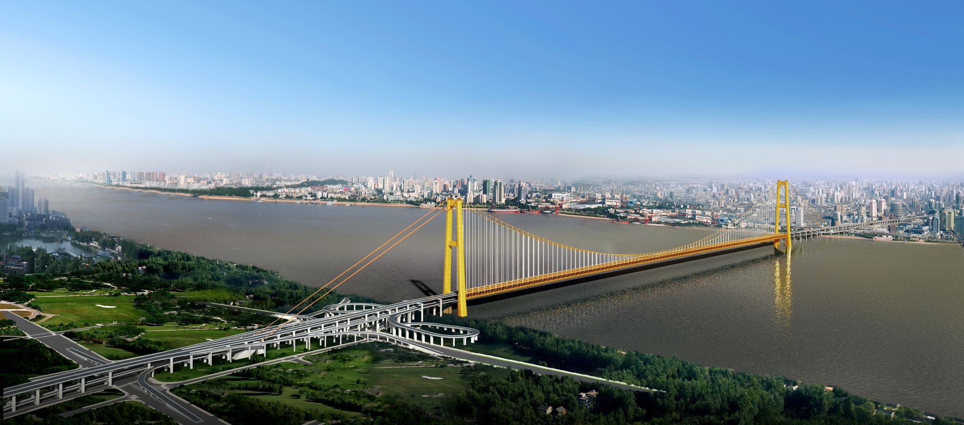 世界最大跨度双层公路悬索桥——武汉杨泗港长江大桥主跨首个整节钢梁