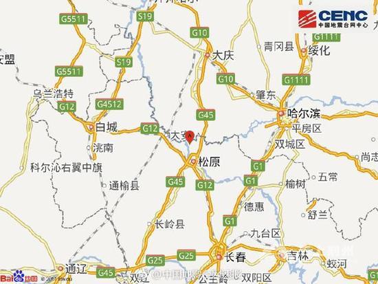 吉林松原市宁江区附近发生4.7级左右地震