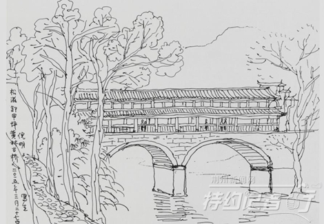 荆州古城墙简笔画手绘图片