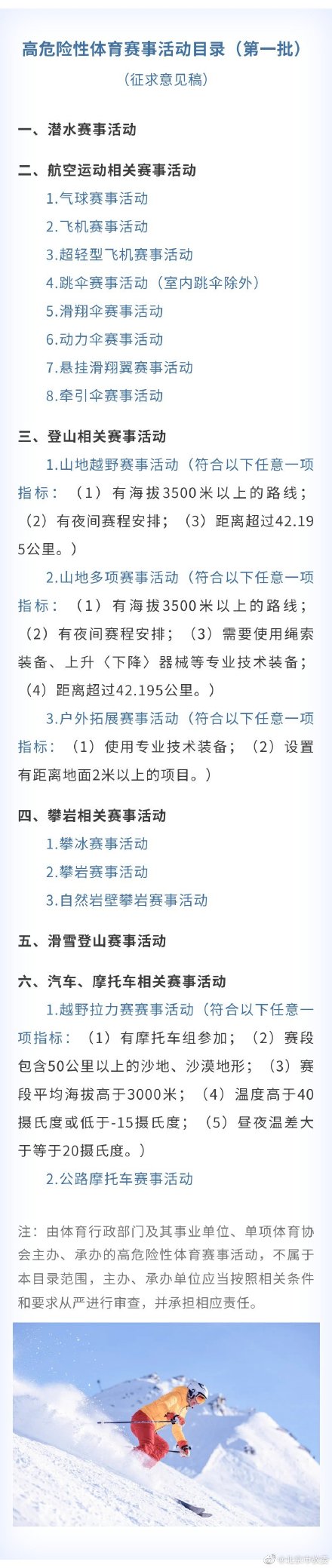 山地越野或被列为高危险性体育赛事活动