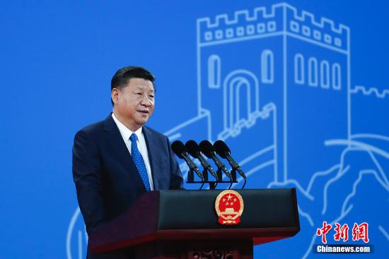 9月26日，中国国家主席习近平在北京国家会议中心出席国际刑警组织第86届全体大会开幕式并发表题为《坚持合作创新法治共赢 携手开展全球安全治理》的主旨演讲。 <a target='_blank' href='http://www.chinanews.com/'>中新社</a>记者 杜洋 摄