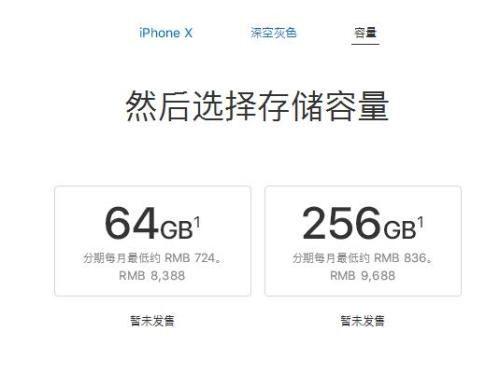 资料图：iPhone X价格。图片来源：苹果公司官网