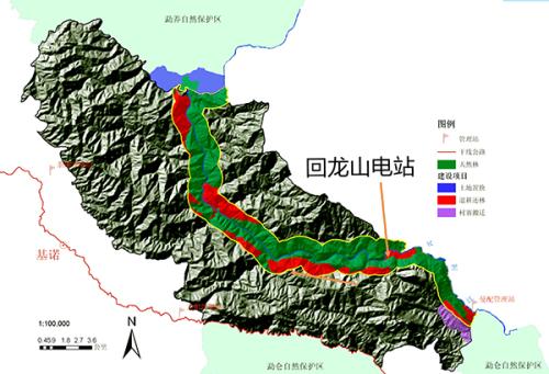 回龙山电站位置示意图。受访者供图