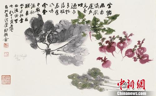 张大千《百财图》，丝网版画，29／125，42cm×69.5cm