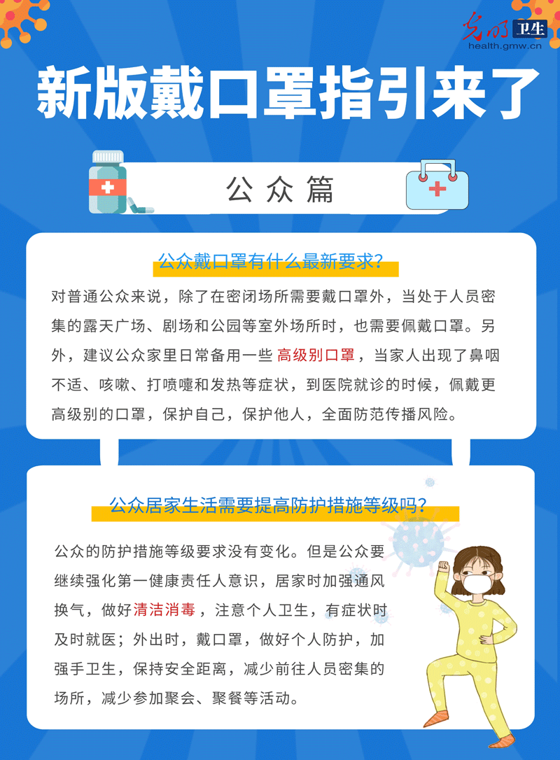 【防疫科普海报】新版戴口罩指引来了 公众戴口罩有这些最新要求