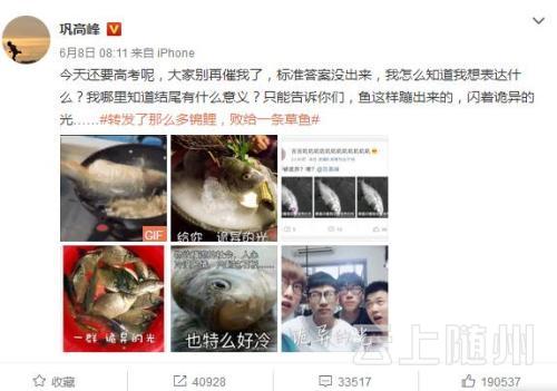 截图来自浙江高考语文阅读题原作者巩高峰微博。