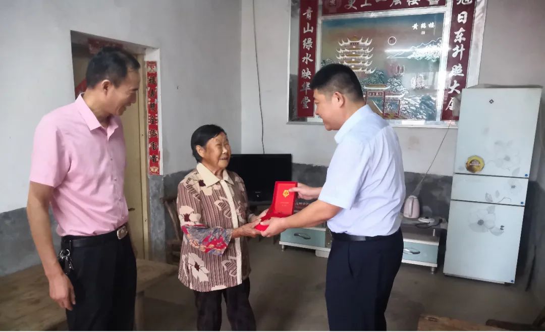 颁发纪念章 致敬老党员