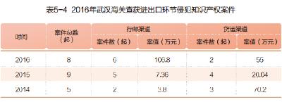 2016年武汉海关查获进出口环节侵犯知识产权案件