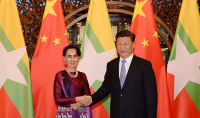 习近平会见缅甸国务资政昂山素季