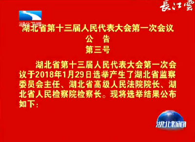 V视 | 湖北省第十三届人民代表大会第一次会议 公 告 第三号