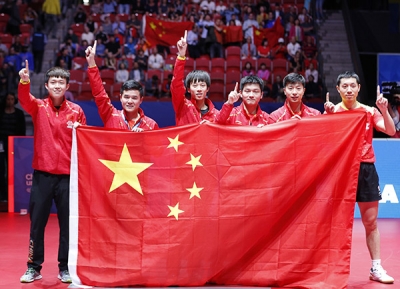 中国男队世乒赛九连冠 刘国梁感慨