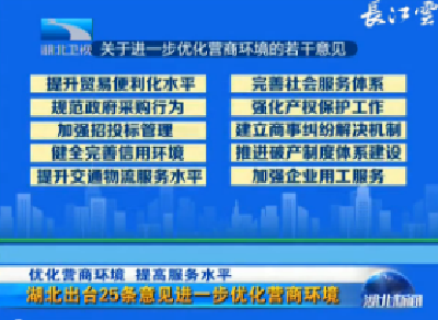 V视 | 牢记殷殷嘱托 优化营商环境 提高服务水平 湖北出台25条意见进一步优化营商环境 