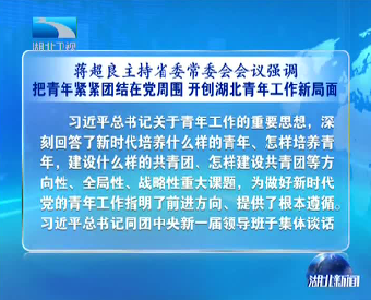 V视 | 蒋超良主持省委常委会会议强调 把青年紧紧团结在党周围 开创湖北青年工作新局面