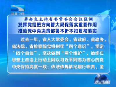 V视 | 蒋超良主持省委常委会会议