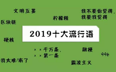  2019年“十大流行语”出炉 文明互鉴 硬核 柠檬精……你知道几个？