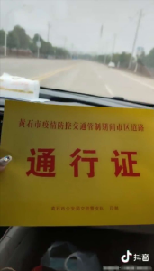 女子抖音炫耀防疫车辆通行证 黄石交警查实后批评收回