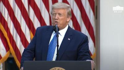 特朗普发表强硬讲话：全副武装的军警将在首都严格执行宵禁