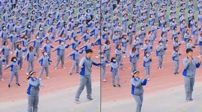 无声胜有声！中学生跳课间操音响断电动作仍整齐划一