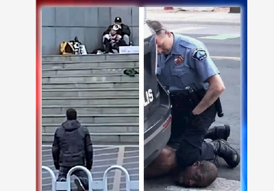 跪下的警察：一个为了拯救生命，一个为了夺走生命