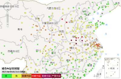 受沙尘天气影响，武汉市21日凌晨起空气质量转差