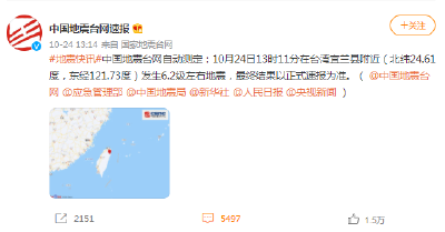 台湾突发6.3级地震！