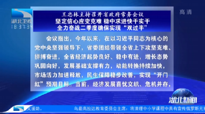 王忠林主持召开湖北省政府常务会议 坚定信心应变克难 稳中求进快干实干 全力奋战二季度确保实现“双过半”