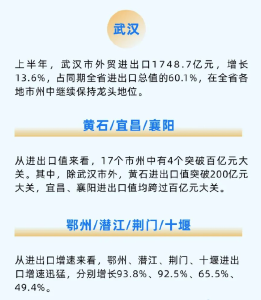 湖北有“数” | 上半年，湖北4市州进出口值突破百亿大关！