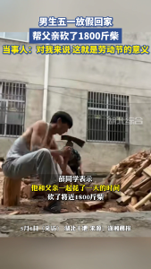 男生五一放假回家帮父亲砍了1800斤柴！当事人：对我来说，这就是劳动节的意义