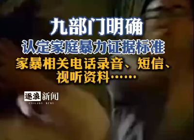 九部门明确 认定家庭暴力证据标准 家暴相关电话录音、短信、视听资料……