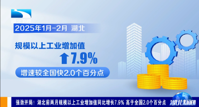 强劲开局！湖北前两月规模以上工业增加值同比增长7.9% 高于全国2.0个百分点