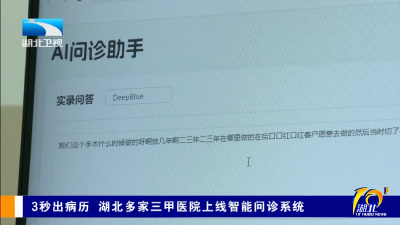 3秒出病历 湖北多家三甲医院上线智能问诊系统