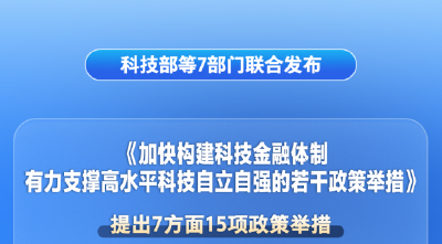 七部门共同发力！15项举措支持加快构建科技金融体制