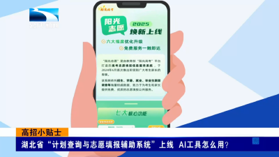 高招小贴士｜湖北省“计划查询与志愿填报辅助系统”上线 AI工具怎么用？