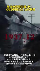 单日电影票房破3亿！《南京照相馆》位居榜首