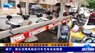 锲而不舍落实中央八项规定精神·办实事解难题 | 咸宁：源头治理电动自行车充电安全隐患