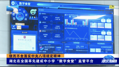 锲而不舍落实中央八项规定精神｜湖北在全国率先建成中小学“数字食堂”监管平台