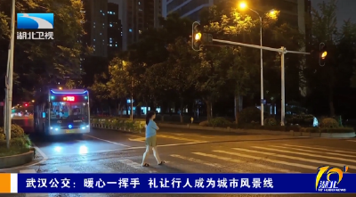 武汉公交：暖心一挥手 礼让行人成为城市风景线