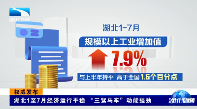权威发布 | 湖北1至7月经济运行平稳 “三驾马车”动能强劲