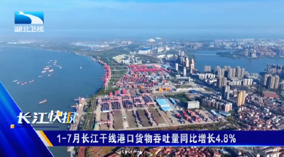 1-7月长江干线港口货物吞吐量同比增长4.8%