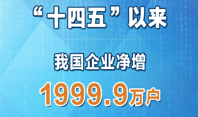 “十四五”以来 我国企业净增1999.9万户