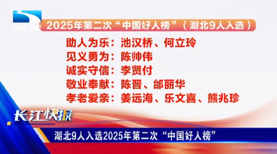 湖北9人入选2025年第二次“中国好人榜”