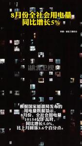 8月份全社会用电量同比增长5%