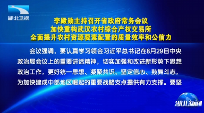 李殿勋主持召开省政府常务会议研究重构武汉农村综合产权交易所等工作