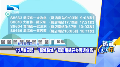 11月8日起  “新城快线”葛店南站开办客运业务