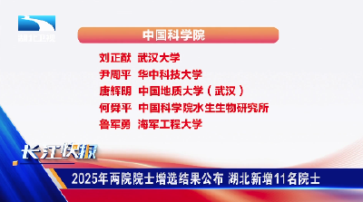 2025年两院院士增选结果公布 湖北新增11名院士