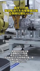 截至10月底我国电动汽车充电基础设施总数同比增长54.0%