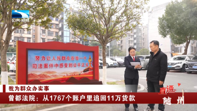 我为群众办实事 | 曾都法院：从1767个账户里追回11万货款