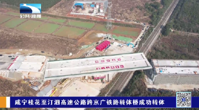 咸宁桂花至汀泗高速公路跨京广铁路转体桥成功转体
