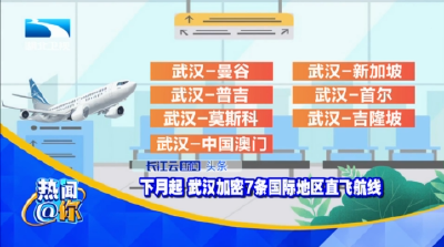 下月起 武汉加密7条国际地区直飞航线