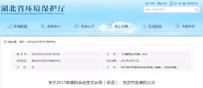 房县8个地方拟命名省级生态乡镇（街道）、生态村